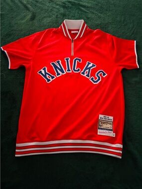 Authentic Mitchell & Ness Red Knicks Shooting Shirt